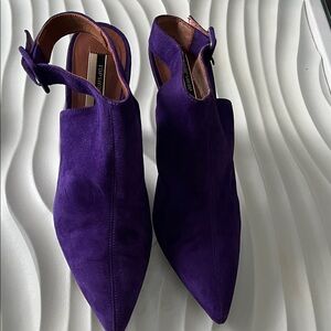 Topshop Deep Purple Suede Pointed Slingback Mules